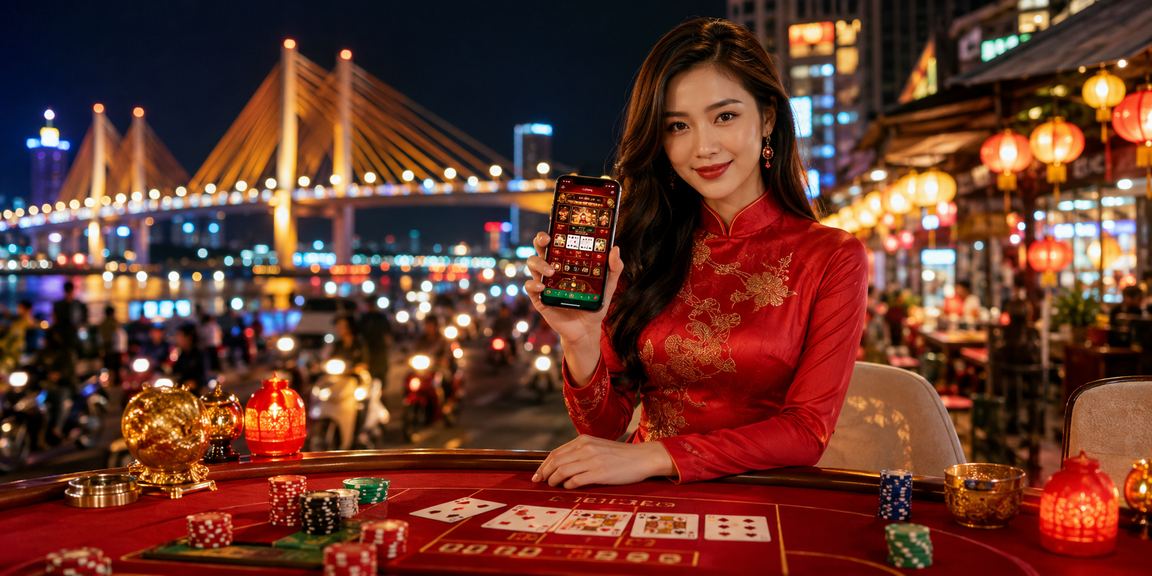Người chơi tại Cần Thơ mặc áo dài tham gia Baccarat và Jackpot trực tuyến buổi tối
