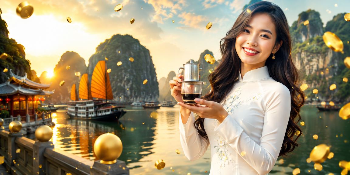 Người dùng Hạ Long mặc áo dài theo dõi Jackpot và cá cược trên điện thoại bên vịnh