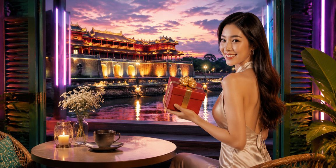 Người chơi bài tại quán cà phê Huế xem khuyến mãi k70e trên điện thoại